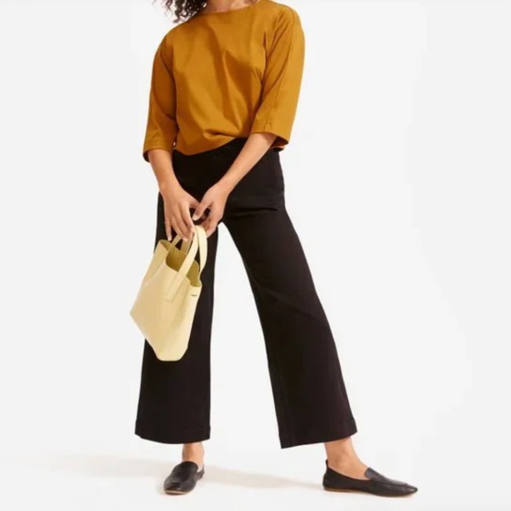 Everlane Black Wide Leg Crop Pant Size 6 - Picture 1 of 2